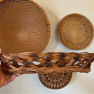Vintage Braided Woven Wicker Accent Basket